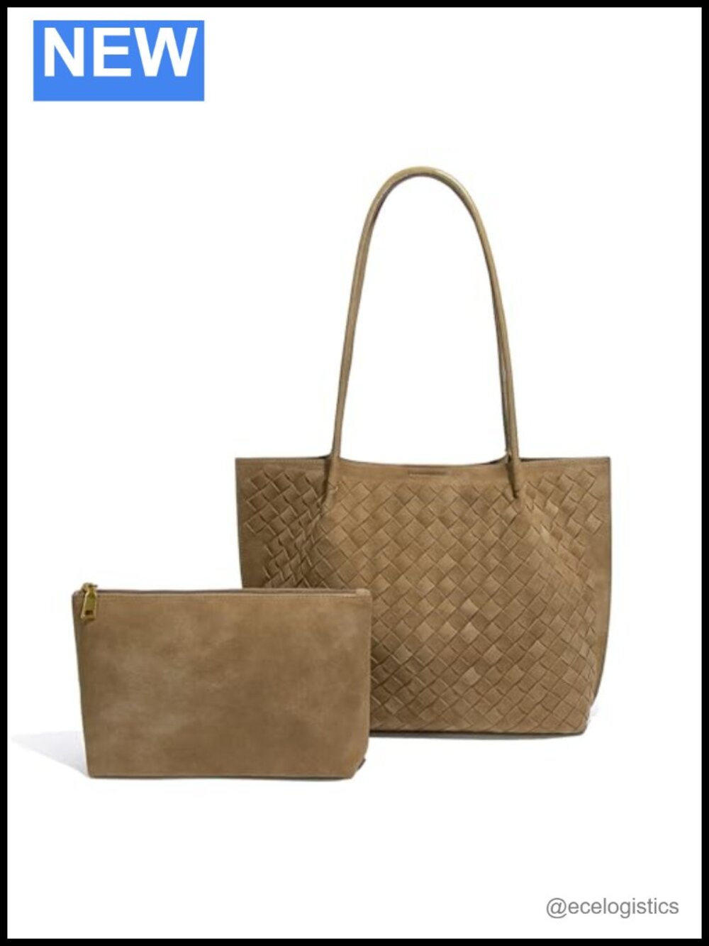Handwoven Faux Leather Tote Bag Set Lightweight Travel Commuter